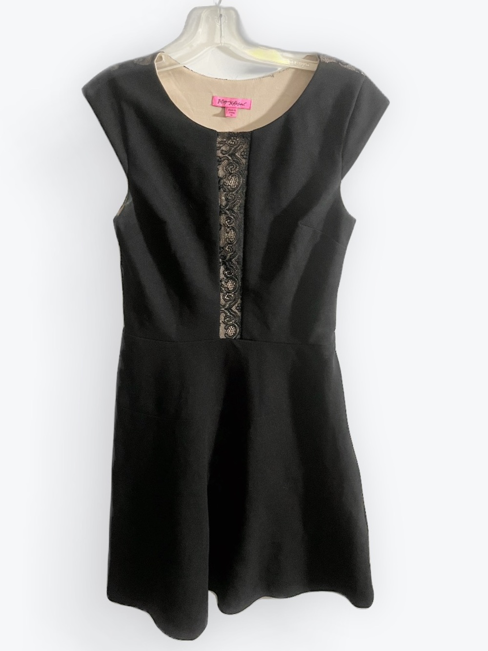 Betsey Johnson Black Lace Fit & Flare Dress Size 10 SideZip Cocktail Party Dress
